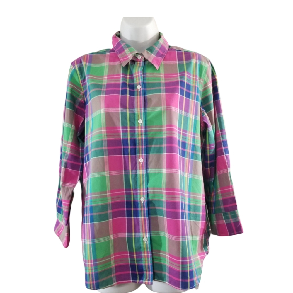 Chaps Multicolor Plaid Button Down Shirt